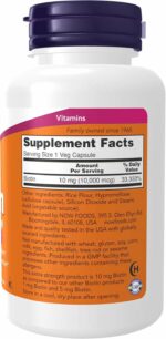 Biotina 10000mcg (120 Vcaps) Now Foods - Imagem 2