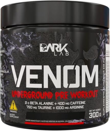 Pré-Treino Venom Underground Dark Lab 300g, Limão, Estímulo Físico e Mental