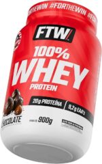 FTW 100% Whey Protein com Proteína Concentrada WPC, Suplemento Alimentar Pós-Treino em Pó com Fonte de Proteína do Soro do Leite, Alto Valor Biológico, Sem Glúten – Pote 900g (Sabor Chocolate)