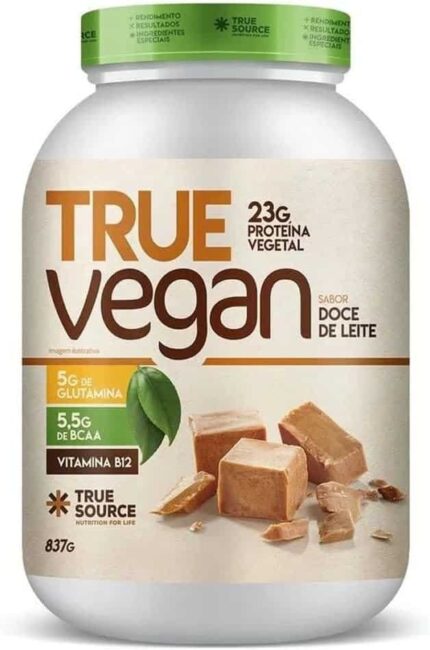 True Source True Vegan Proteína Vegetal - 837G Doce De Leite